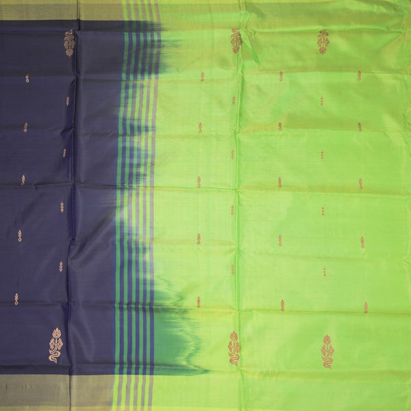 KSRTSR42097-2-Vaazhai-Naar-Ink-Blue-Saree-With-Thread-Buttas-And-Contrast-Pallu-full-veiw