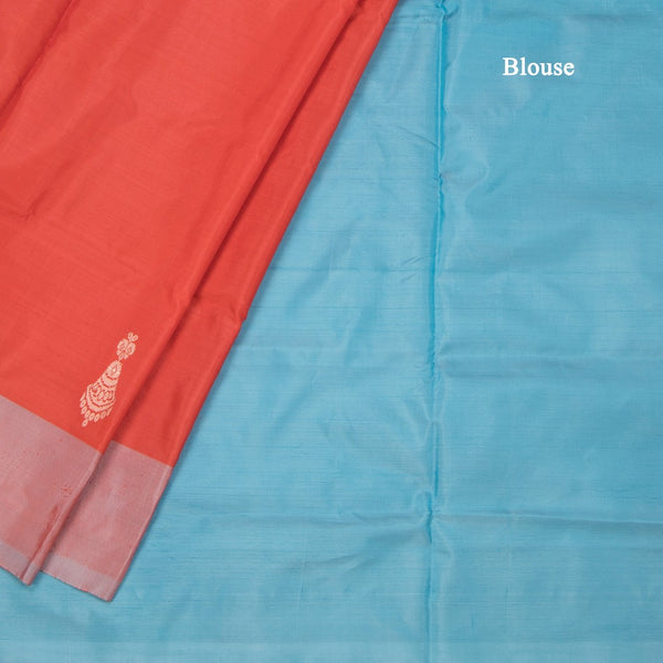 KSRTSR42102-4-Vaazhai-Naar-Reddish-Orange-Saree-With-Thread-Buttas-And-Contrast-Pallu-blouse