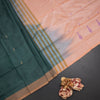 KSRTSR42103-1-Vaazhai-Naar-Dark-Green-Saree-With-Thread-Buttas-And-Contrast-Pallu-fold