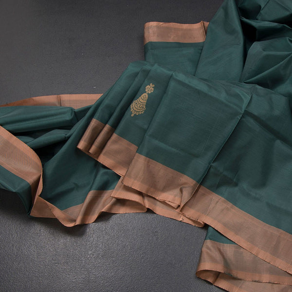 KSRTSR42103-Vaazhai-Naar-Dark-Green-Saree-With-Thread-Buttas-And-Contrast-Pallu-main