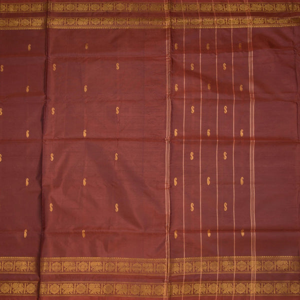 KSRTSR42104-2-Vaazhai-Naar-Rust-Brown-Saree-With-Thread-Buttas-And-Contrast-Pallu-full-veiw