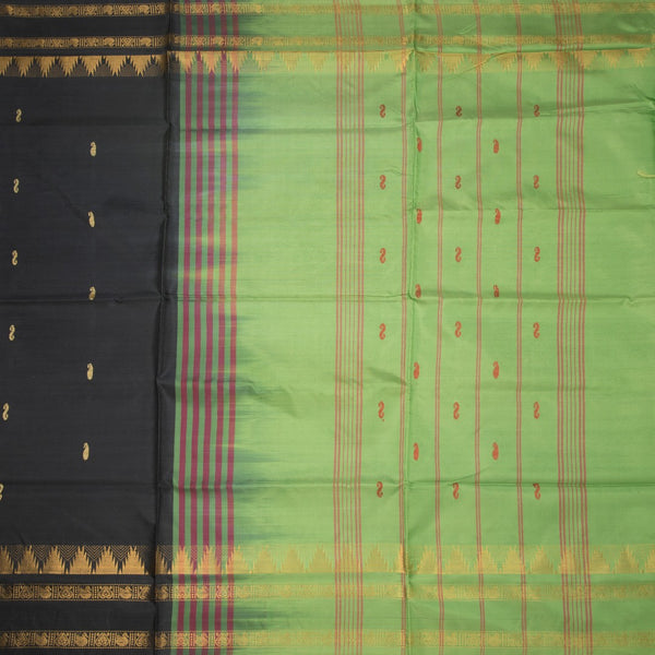KSRTSR42105-2-Vaazhai-Naar-Black-Saree-With-Thread-Buttas-And-Contrast-Pallu-full-veiw