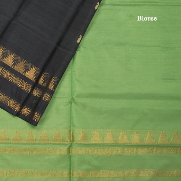 KSRTSR42105-4-Vaazhai-Naar-Black-Saree-With-Thread-Buttas-And-Contrast-Pallu-blouse