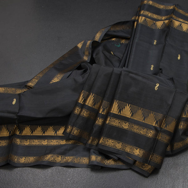 KSRTSR42105-Vaazhai-Naar-Black-Saree-With-Thread-Buttas-And-Contrast-Pallu-main