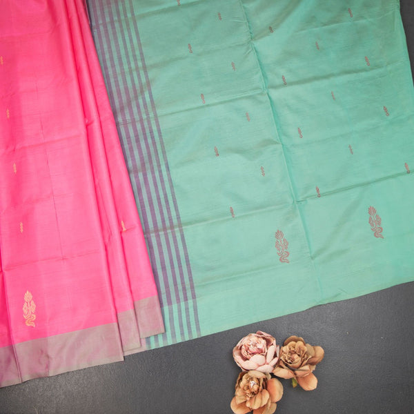 KSRTSR42106-1-Vaazhai-Naar-Rose-Pink-Saree-With-Thread-Buttas-And-Contrast-Pallu-03-fold