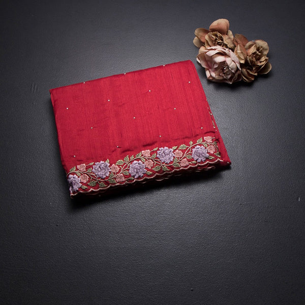 KSRTSR42114-1-Raw-Silk-Red-Floral-Thread-Work-Saree-fold