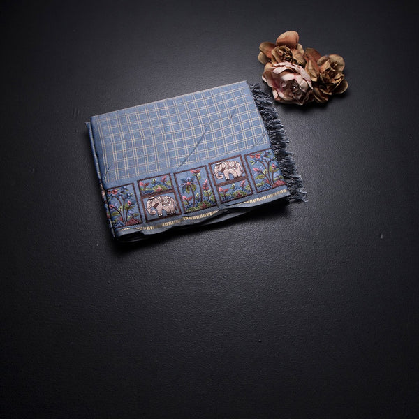 KSRTSR42115-1-Raw-Silk-Greyish-Blue-Zari-Checked-With-Thread-Work-Saree-fold