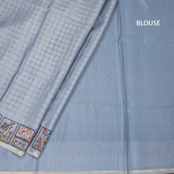 KSRTSR42115-4-Raw-Silk-Greyish-Blue-Zari-Checked-With-Thread-Work-Saree-blouse