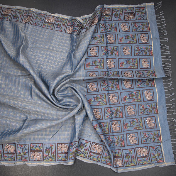 KSRTSR42115-5-Raw-Silk-Greyish-Blue-Zari-Checked-With-Thread-Work-Saree-crush