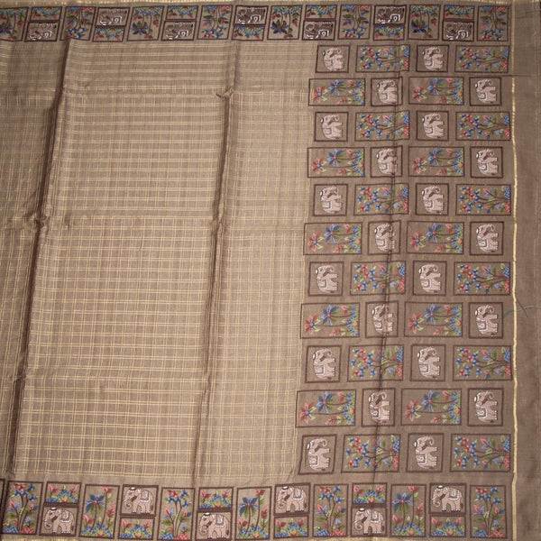 KSRTSR42117-2-Raw-Silk-Light-Golden-Brown-Zari-Checked-With-Thread-Work-Saree-full-veiw