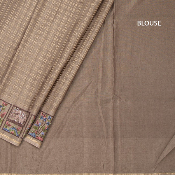 KSRTSR42117-4-Raw-Silk-Light-Golden-Brown-Zari-Checked-With-Thread-Work-Saree-blouse