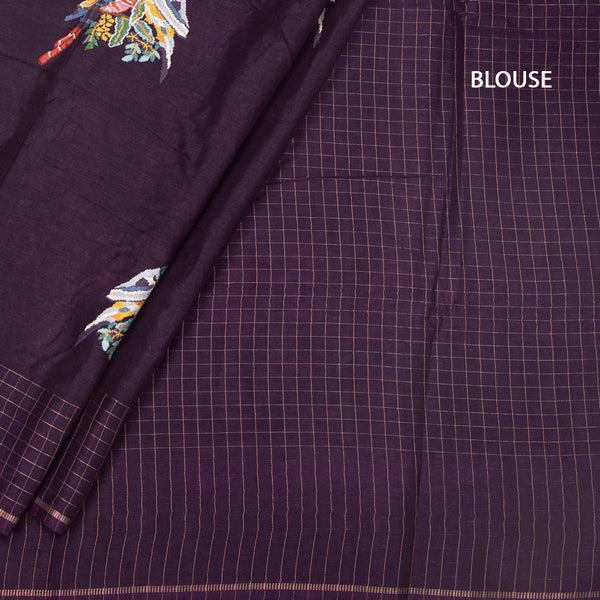 KSRTSR42122-4-Raw-Silk-Dark-Purple-Zari-With-Thread-Work-Saree-In-Birds-Design-blouse