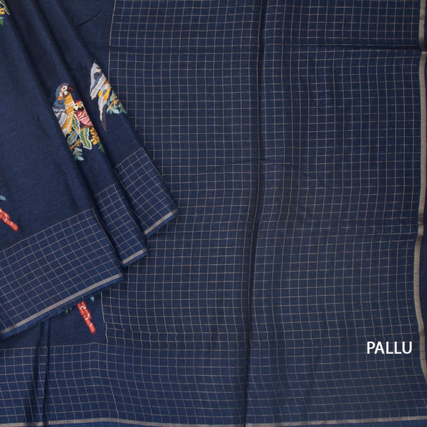 KSRTSR42123-3-Raw-Silk-Dark-Blue-Zari-With-Thread-Work-Saree-In-Birds-Design-pallu