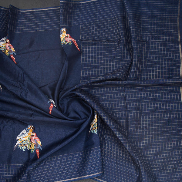 KSRTSR42123-5-Raw-Silk-Dark-Blue-Zari-With-Thread-Work-Saree-In-Birds-Design-crush