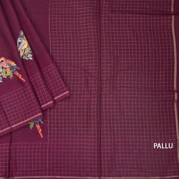 KSRTSR42126-3-Raw-Silk-Wine-Zari-With-Thread-Work-Saree-In-Birds-Design-pallu