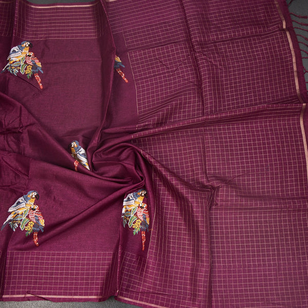 KSRTSR42126-5-Raw-Silk-Wine-Zari-With-Thread-Work-Saree-In-Birds-Design-crush