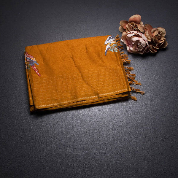 KSRTSR42128-1-Raw-Silk-Mustard-Yellow-Zari-With-Thread-Work-Saree-In-Birds-Design-fold