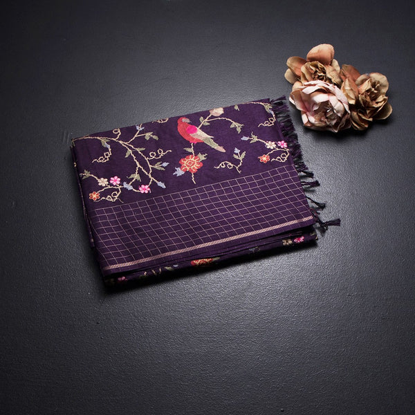 KSRTSR42130-1-Raw-Silk-Dark-Purple-Zari-With-Thread-Work-Saree-In-Birds-Design-02-fold