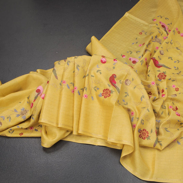KSRTSR42132-Raw-Silk-Yellow-Zari-With-Thread-Work-Saree-In-Birds-Design-main