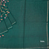 Raw Silk Peacock Green Zari With Thread Work Saree In Birds Design 02