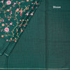 Raw Silk Peacock Green Zari With Thread Work Saree In Birds Design 02