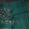 Raw Silk Peacock Green Zari With Thread Work Saree In Birds Design 02