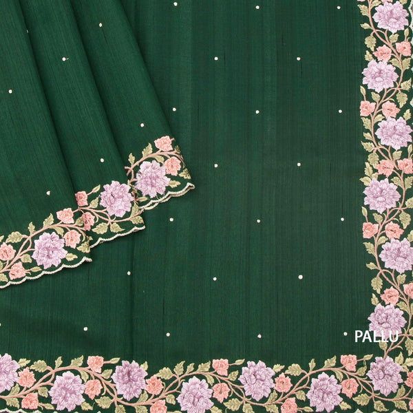 KSRTSR42152-3-Raw-Silk-Dark-Green-Thread-Work-Saree-pallu