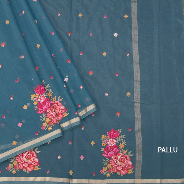 KSRTSR42154-3-Organza-Greyish-Blue-Thread-Work-Saree-pallu