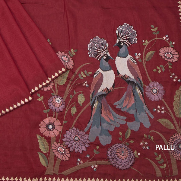 KSRTSR42183-3-Raw-Silk-Maroon-Thread-Work-Saree-With-Birds-Design-pallu