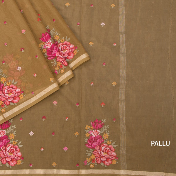 KSRTSR42189-3-Organza-Cinnamon-Brown-Floral-Thread-Work-Saree-pallu