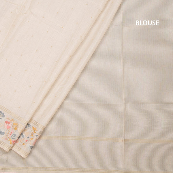 KSRTSR42201-4-Raw-Silk-Cream-Zari-Buttas-And-Thread-Border-blouse