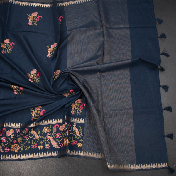 KSRTSR42207-5-Raw-Silk-Teal-Blue-Floral-Thread-Work-Saree-02-crush