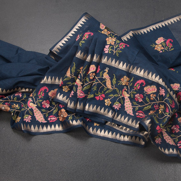 KSRTSR42207-Raw-Silk-Teal-Blue-Floral-Thread-Work-Saree-02-main
