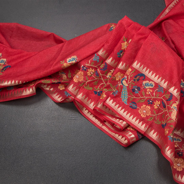 KSRTSR42208-Raw-Silk-Red-Floral-Thread-Work-Saree-02-main