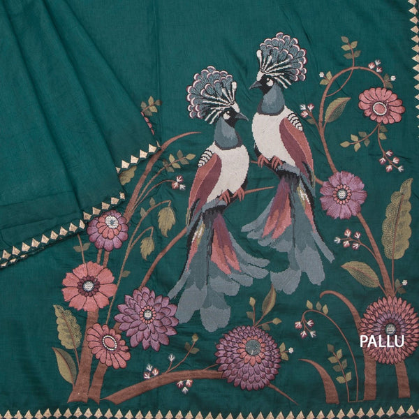 KSRTSR42212-3-Raw-Silk-Peacock-Green-Thread-Work-Saree-With-Birds-Design-pallu