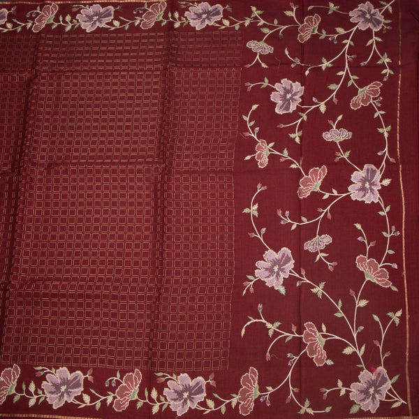 KSRTSR42216-2-Raw-Silk-Maroon-Zari-Checked-Saree-And-Floral-Thread-Border-02-full-veiw