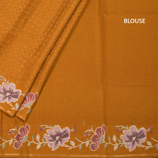 KSRTSR42221-4-Raw-Silk-Mustard-Yellow-Zari-Checked-Saree-And-Floral-Thread-Border-02-blouse