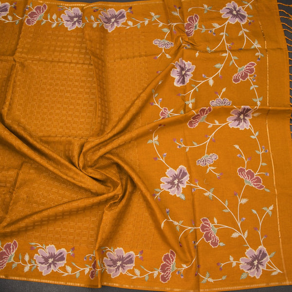KSRTSR42221-5-Raw-Silk-Mustard-Yellow-Zari-Checked-Saree-And-Floral-Thread-Border-02-crush