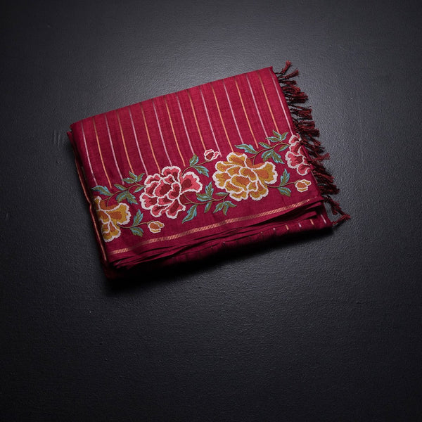 KSRTSR42223-1-Raw-Silk-Maroon-Zari-Stripes-Saree-And-Floral-Thread-Border-fold