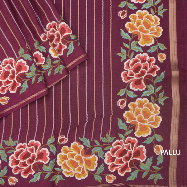 KSRTSR42227-3-Raw-Silk-Wine-Colour-Zari-Stripes-Saree-And-Floral-Thread-Border-pallu