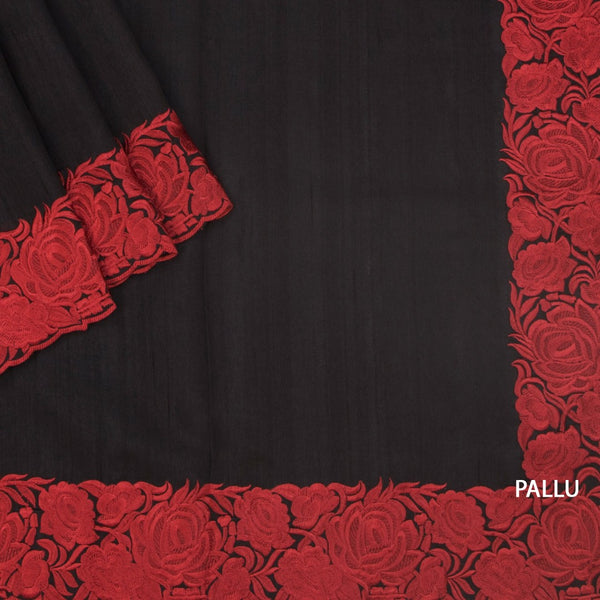 KSRTSR42253-3-Raw-Silk-Black-Plain-Saree-And-Thread-Border-pallu