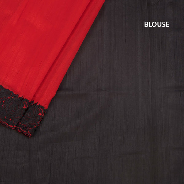 KSRTSR42254-4-Raw-Silk-Red-Plain-Saree-And-Thread-Border-blouse