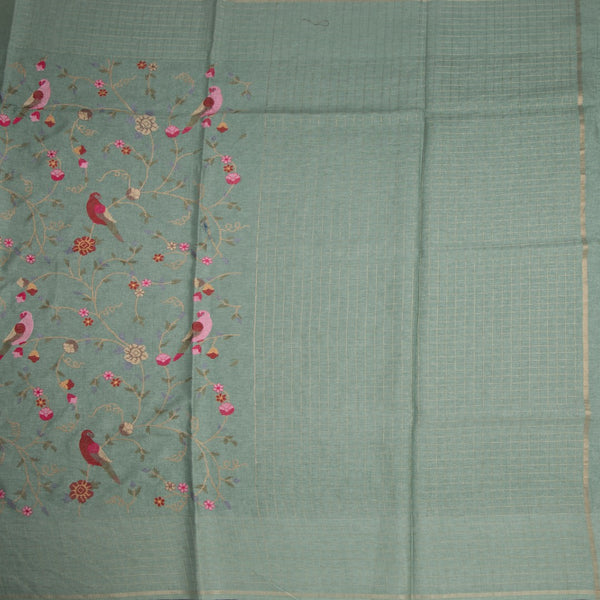 KSRTSR42257-2-Raw-Silk-Pista-Green-Thread-Work-Saree-With-Birds-Design-full-veiw