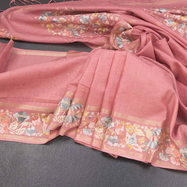 KSRTSR42260-Raw-Silk-Rose-Pink-Saree-With-Zari-Buttas-And-Thread-Border-main