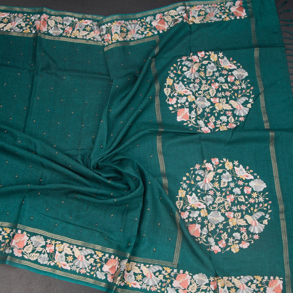 KSRTSR42261-5-Raw-Silk-Peacock-Green-Saree-With-Zari-Buttas-And-Thread-Border-crush