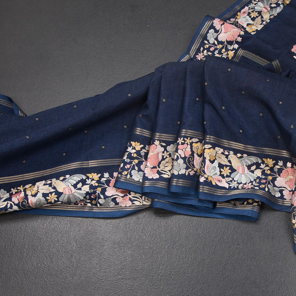 KSRTSR42267-Raw-Silk-Navy-Blue-Saree-With-Zari-Buttas-And-Thread-Border-main