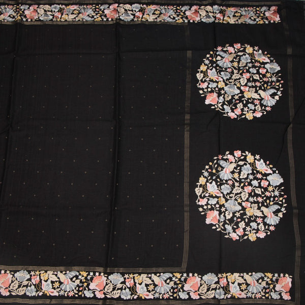 KSRTSR42270-2-Raw-Silk-Black-Saree-With-Zari-Buttas-And-Thread-Border-full-veiw
