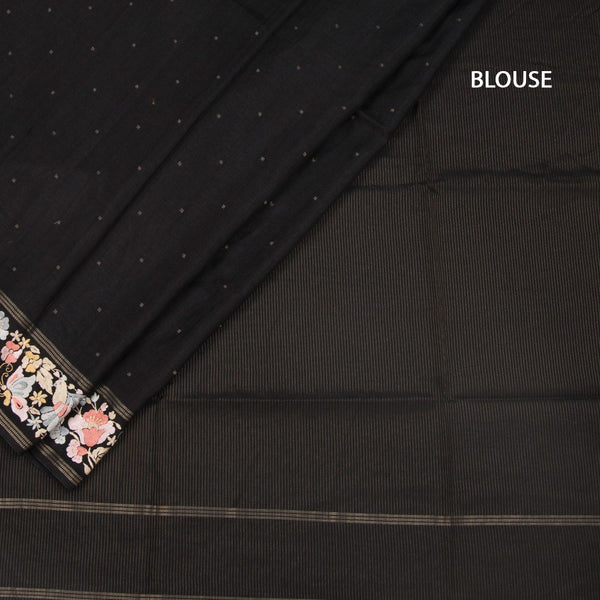 KSRTSR42270-4-Raw-Silk-Black-Saree-With-Zari-Buttas-And-Thread-Border-blouse