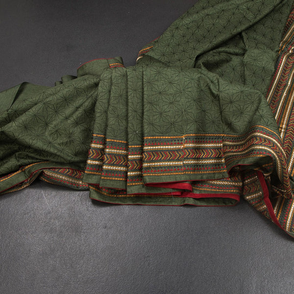 KSRTSR42297-Raw-Silk-Olive-Green-Thread-Work-Saree-main