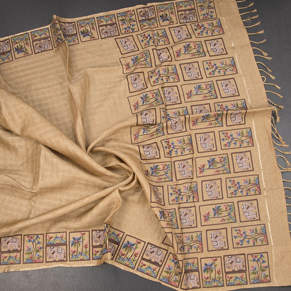 KSRTSR42299-4-Raw-Silk-Light-Brown-Zari-Checked-Saree-And-Thread-Border-crush